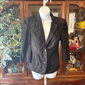 Vintage Y2K Black bebe Blazer Jacket Cropped Fitted Office Siren Women’s Size 6